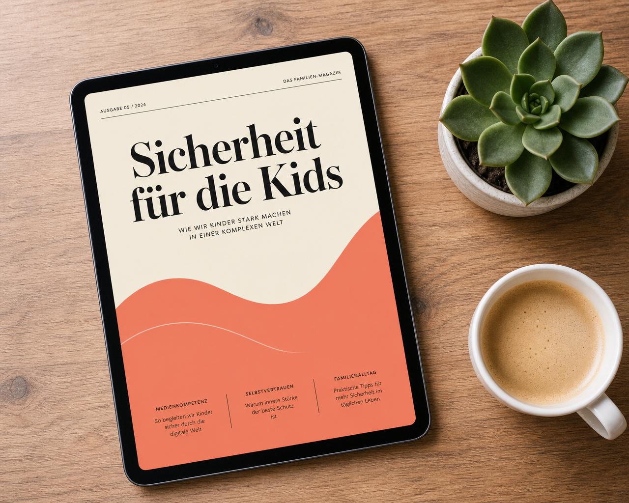 Cover des Eltern-Reports auf einem Tablet